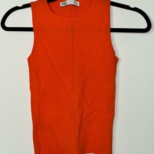 Zara Women's Orange Sleeveless Top